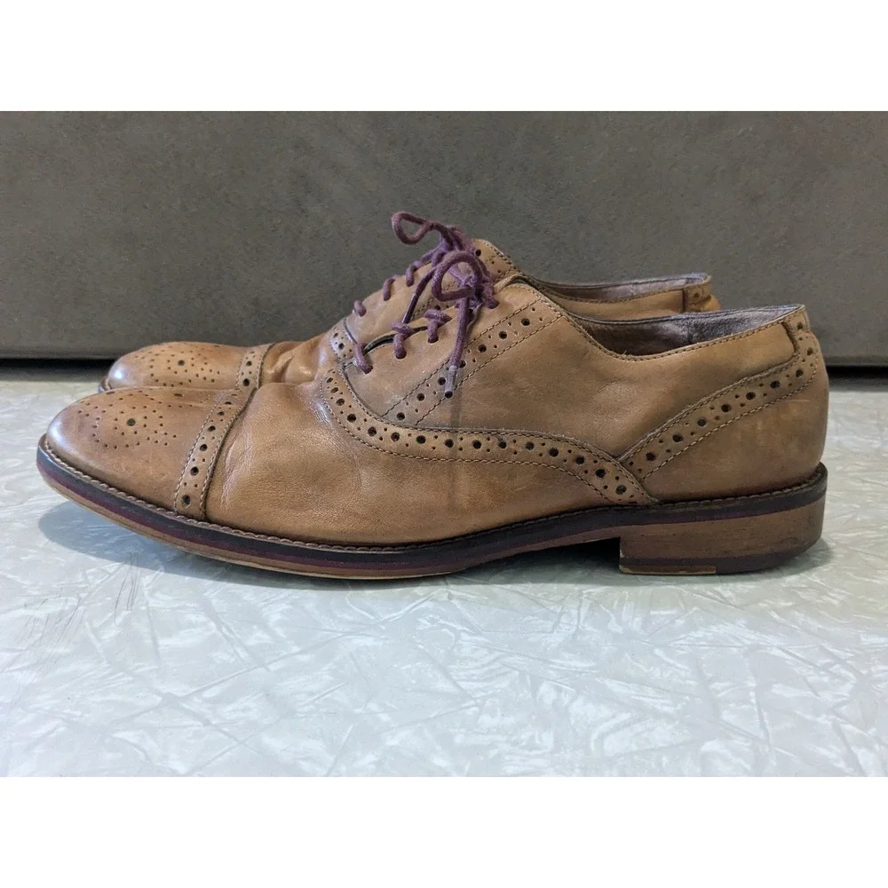 Johnston & Murphy‎ Conard Tan/Brown Leather Brogue Cap Toe Oxfords Size 8.5 M